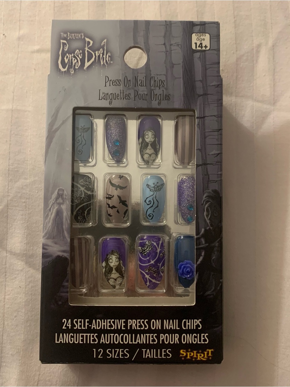Officially Licensed Tim Burton's Corpse Bride Press On Nail Chips (24-Piece Set)
